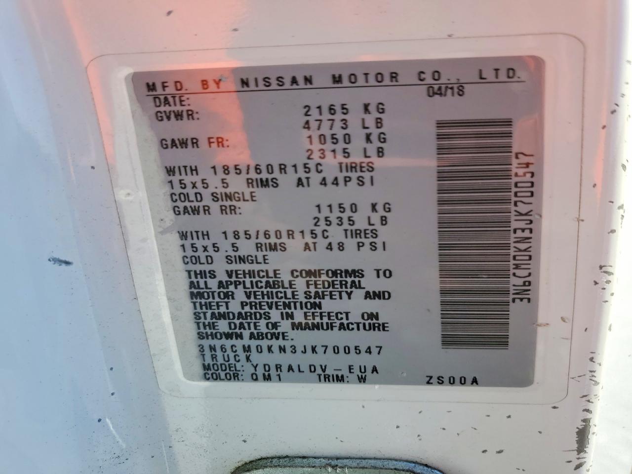 2018 Nissan NV200 2.5S