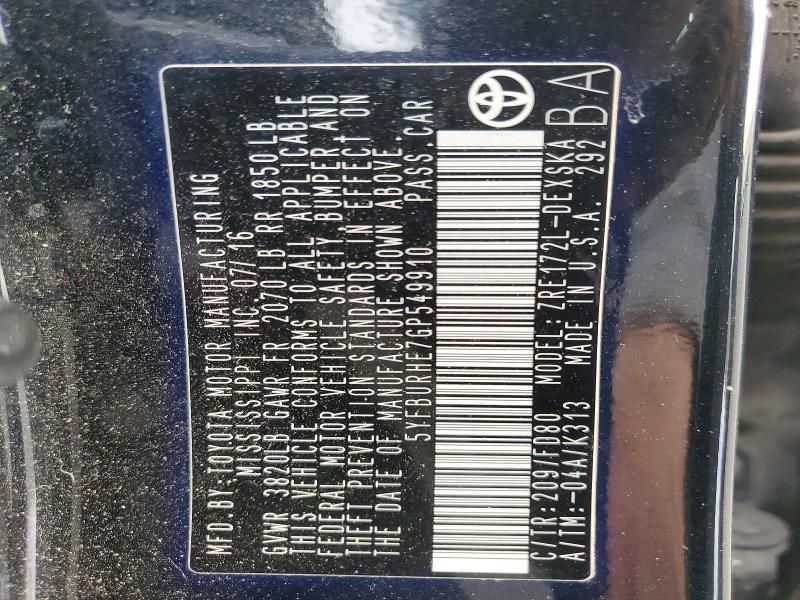 2016 Toyota Corolla l