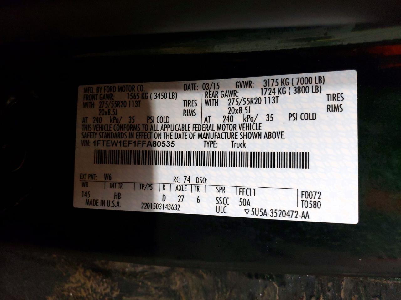 2015 Ford F150 Supercrew