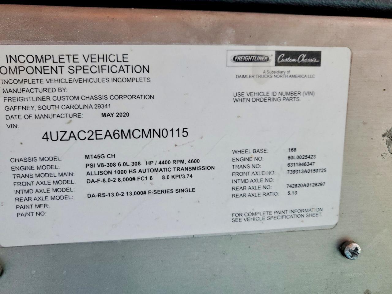2021 Freightliner Chassis M Line WALK-IN Van