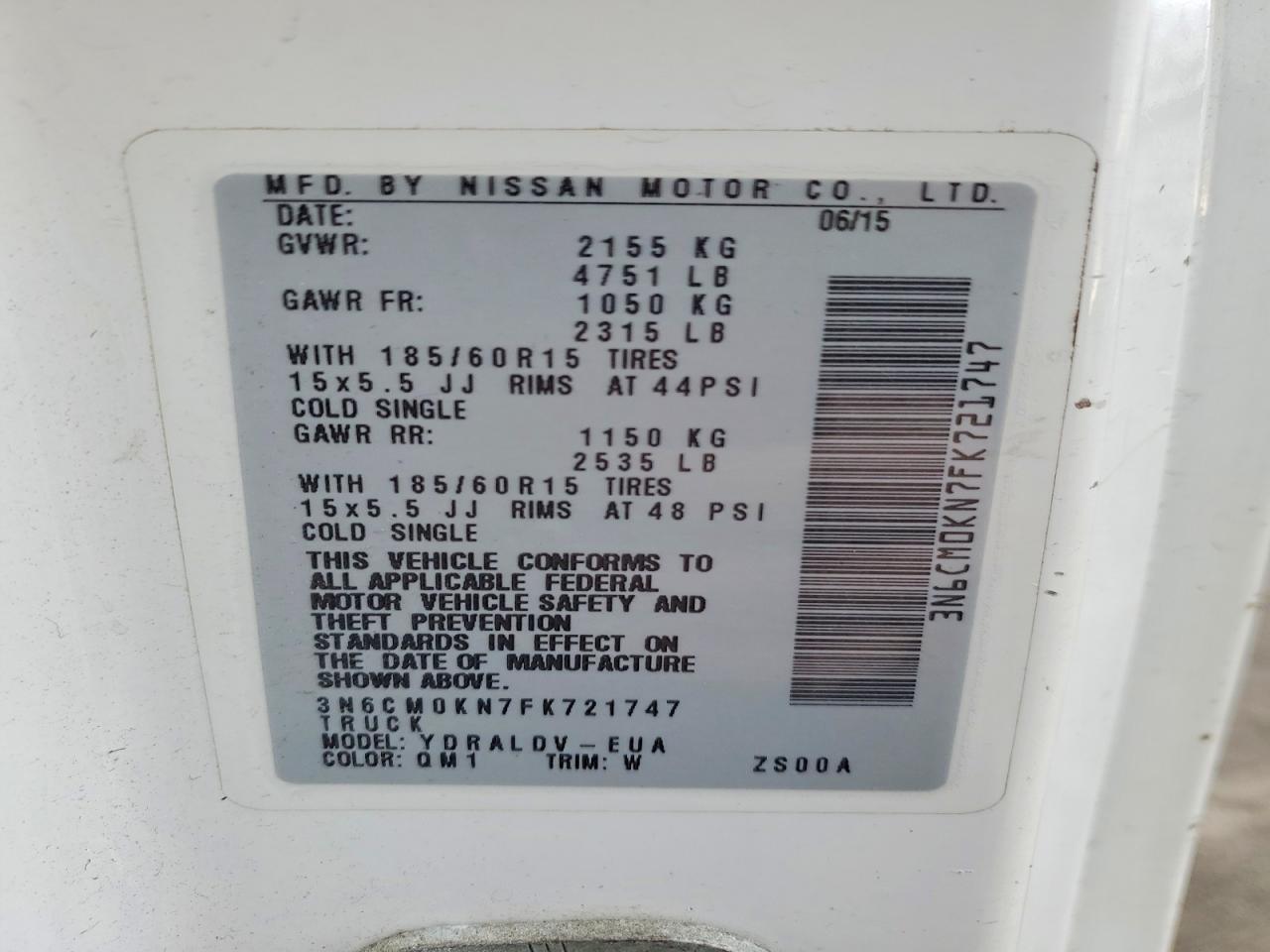 2015 Nissan NV200 2.5S