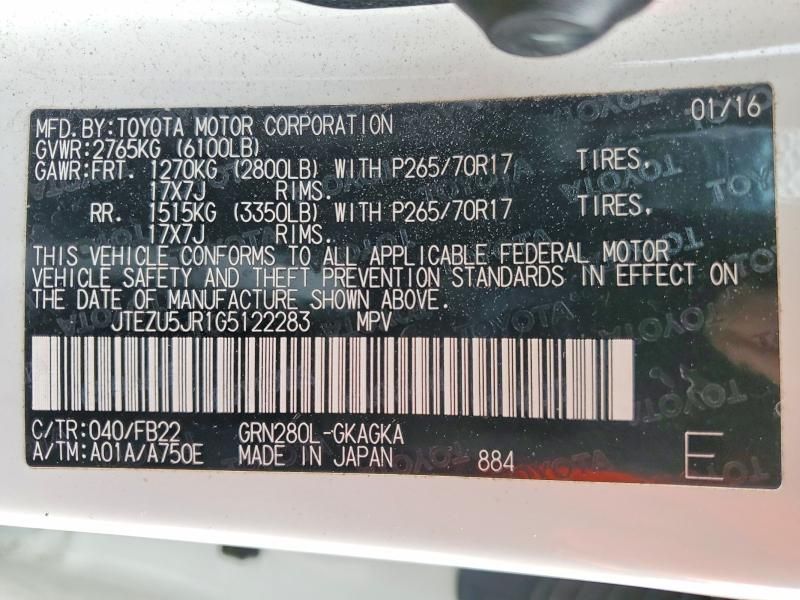 2016 Toyota 4runner SR5