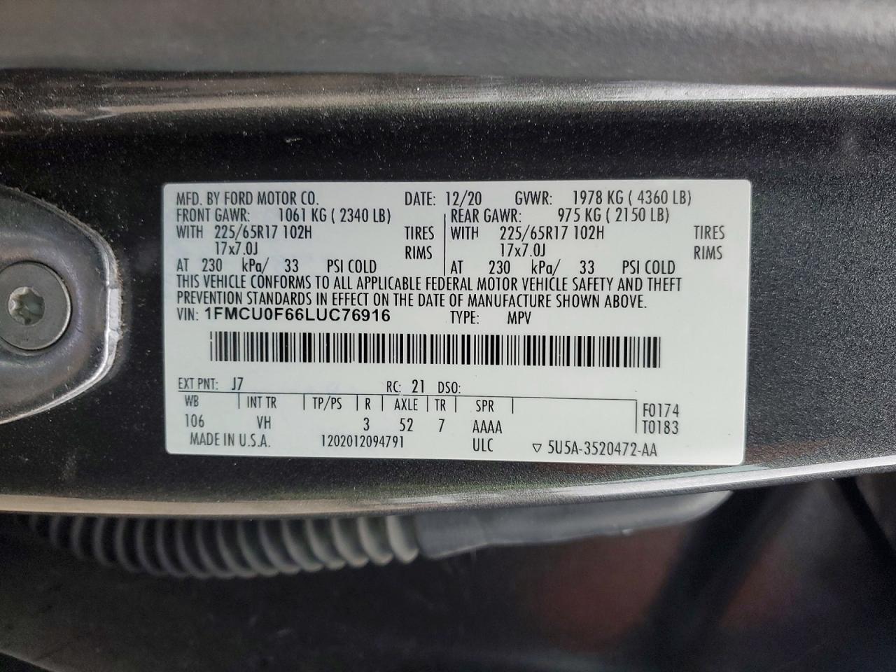 2020 Ford Escape s