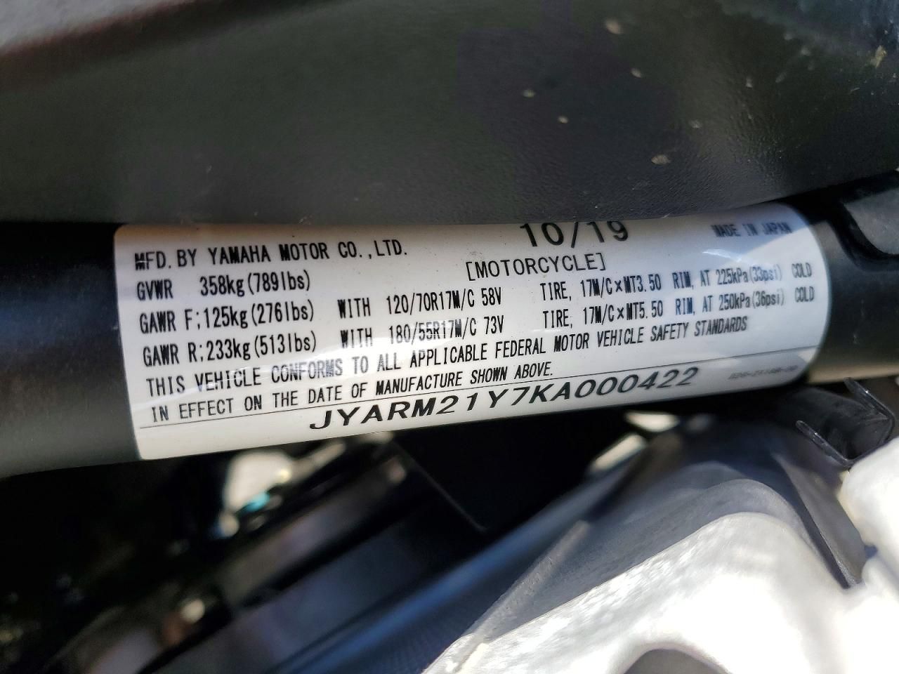 2019 Yamaha XSR700 C