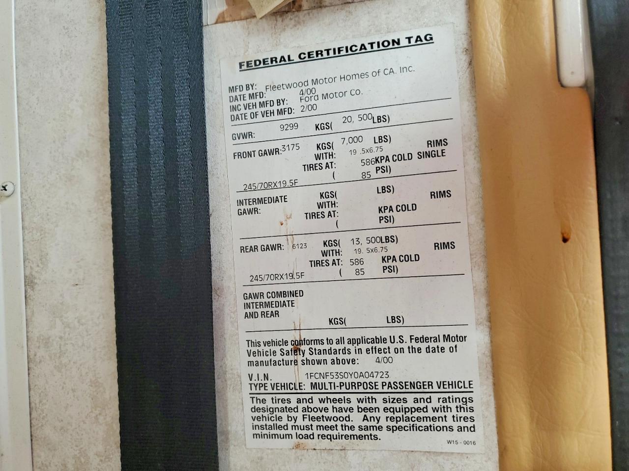 2000 Swnd 2000 Ford F550 Super Duty RV