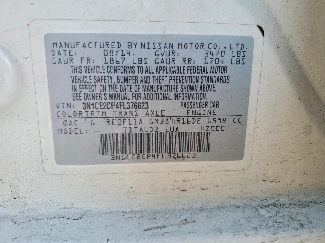 2015 Nissan Versa Note sv