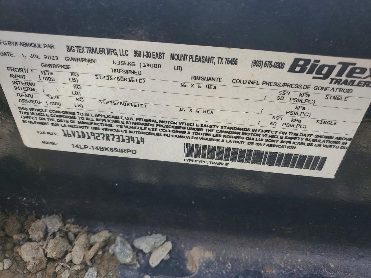 2024 Bgtx 2024 BIG TEX 14LP-14BK6SIRPD Dump Trailer