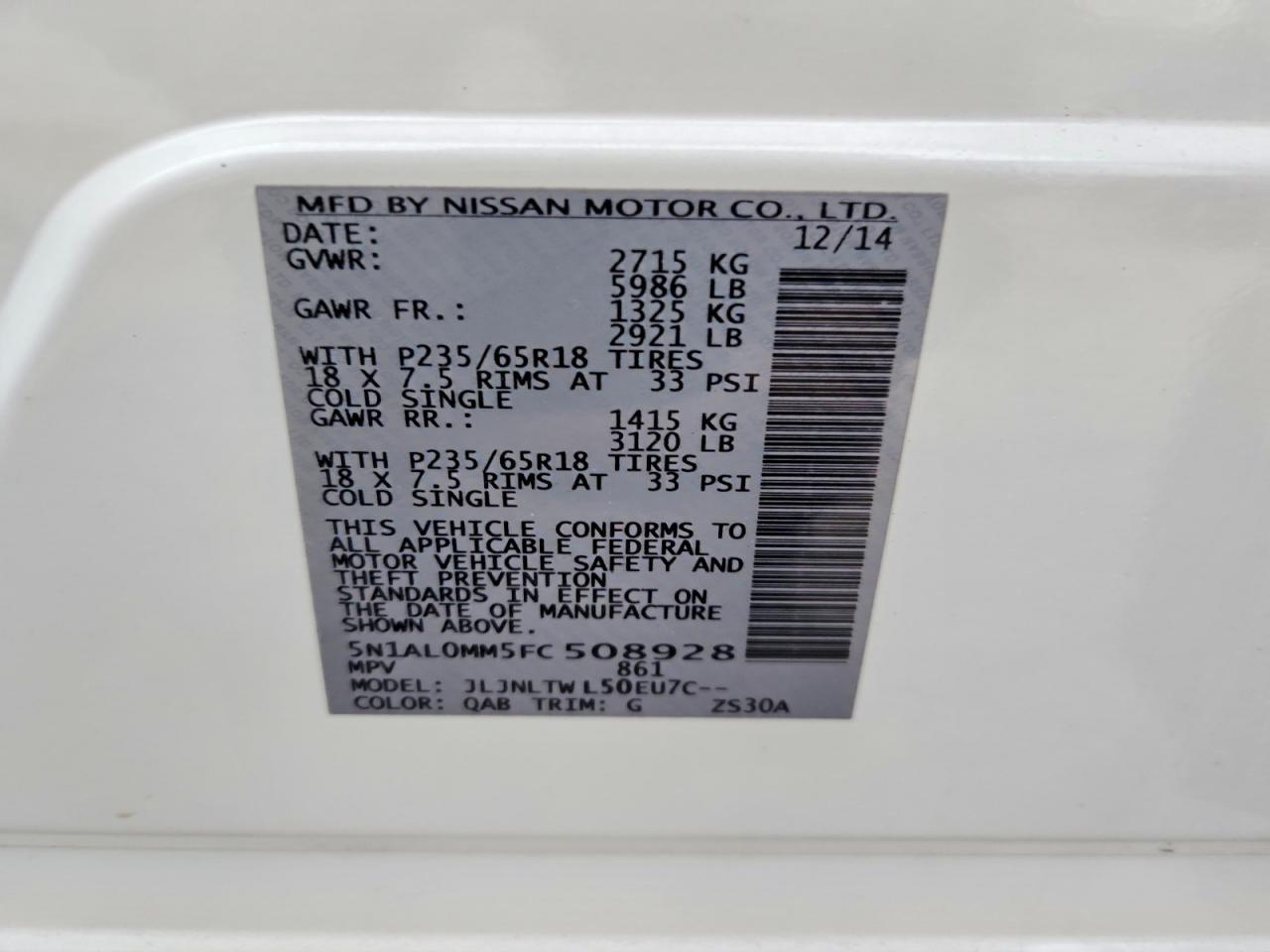 2015 Infinity Qx60 Base