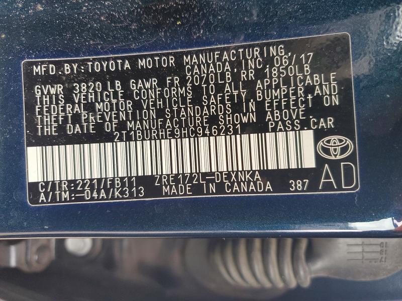2017 Toyota Corolla le