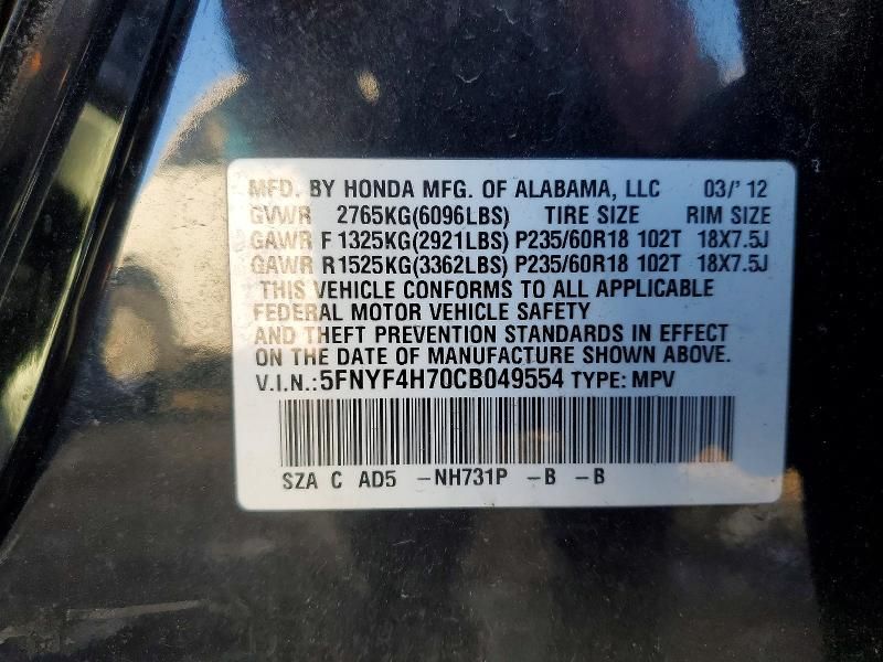 2012 Honda Pilot Exln