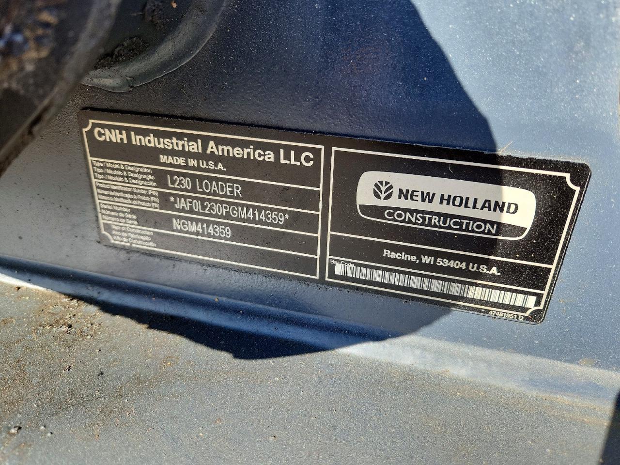 2016 New Holland L230 Skid Steer Loader