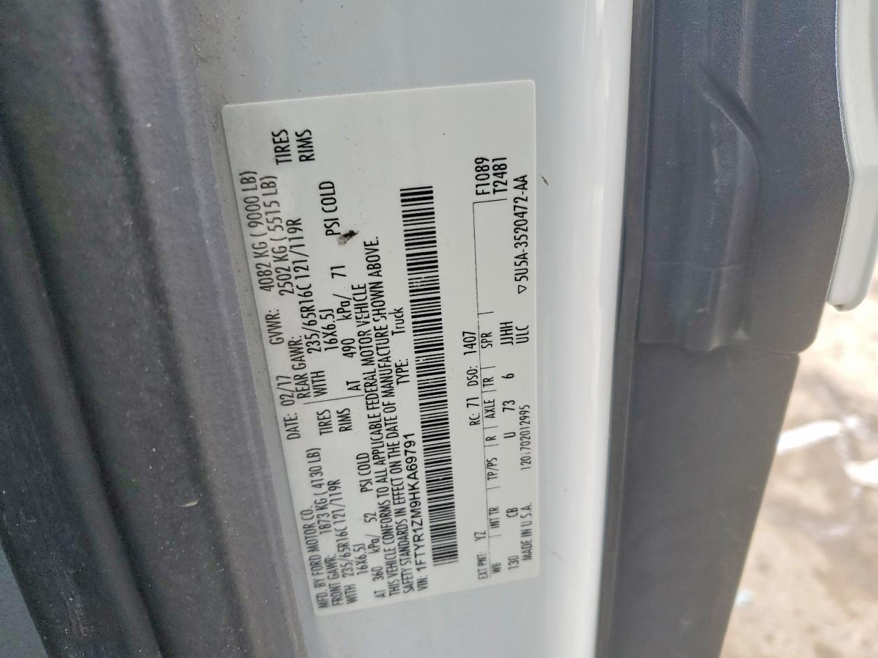 2017 Ford Transit 250 Utility / Service Van