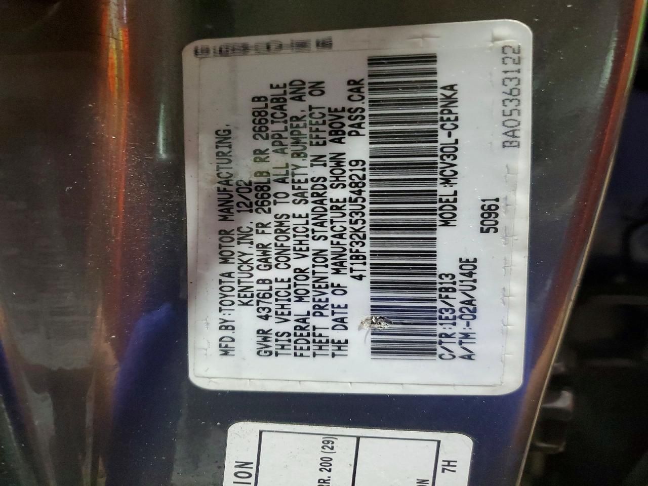 2003 Toyota Camry le