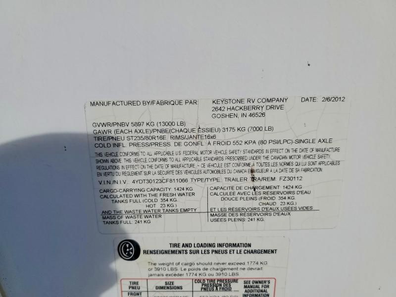 2012 Keystone Fuzion Camper