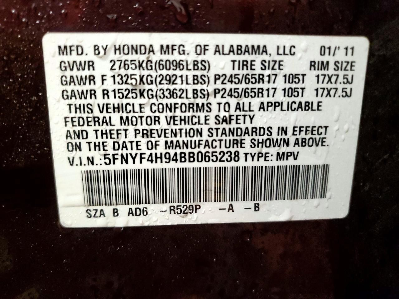 2011 Honda Pilot Touring