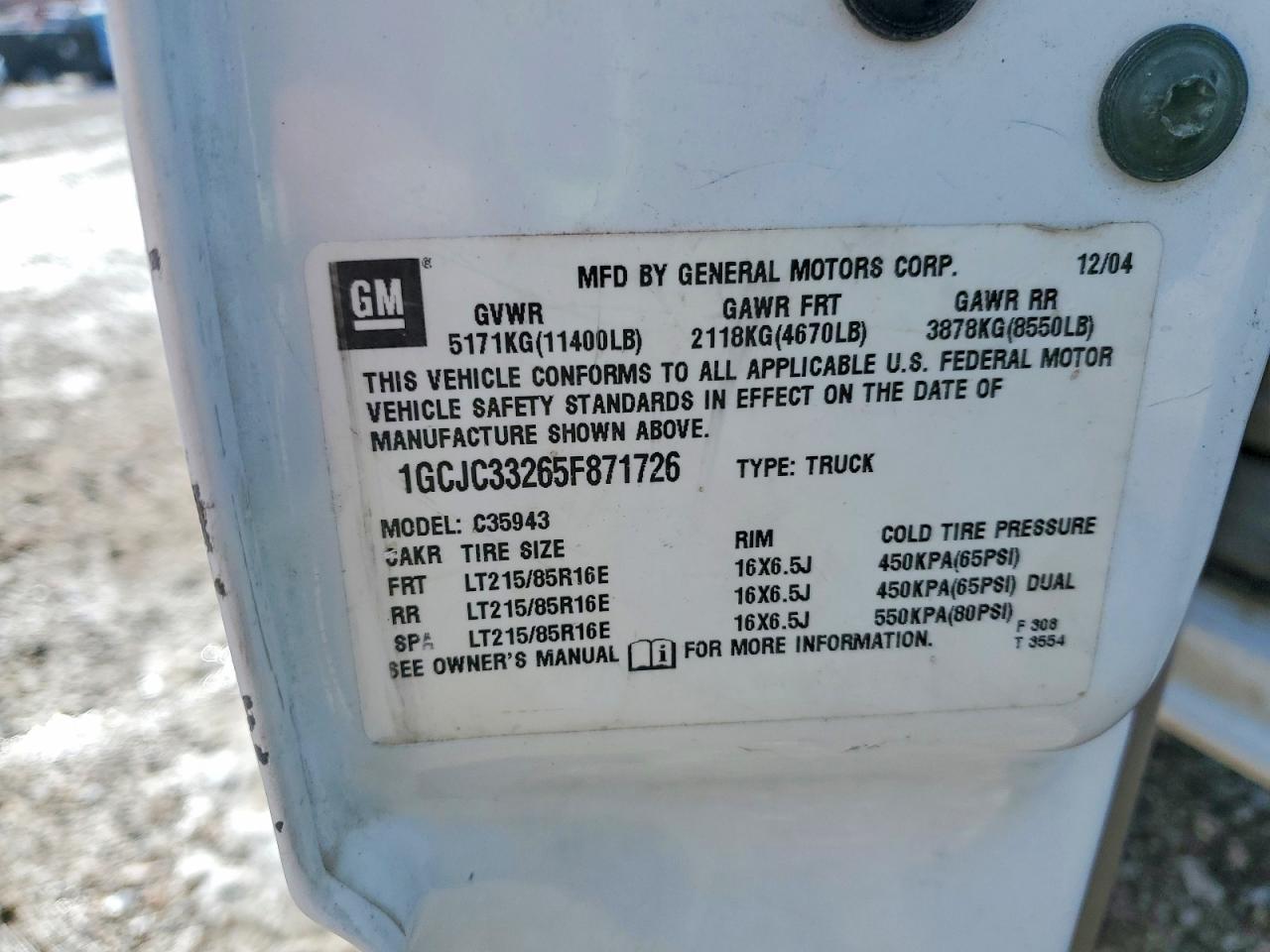 2005 Chevrolet 2005 Chev Slvrdo 3500 CR PU 4X
