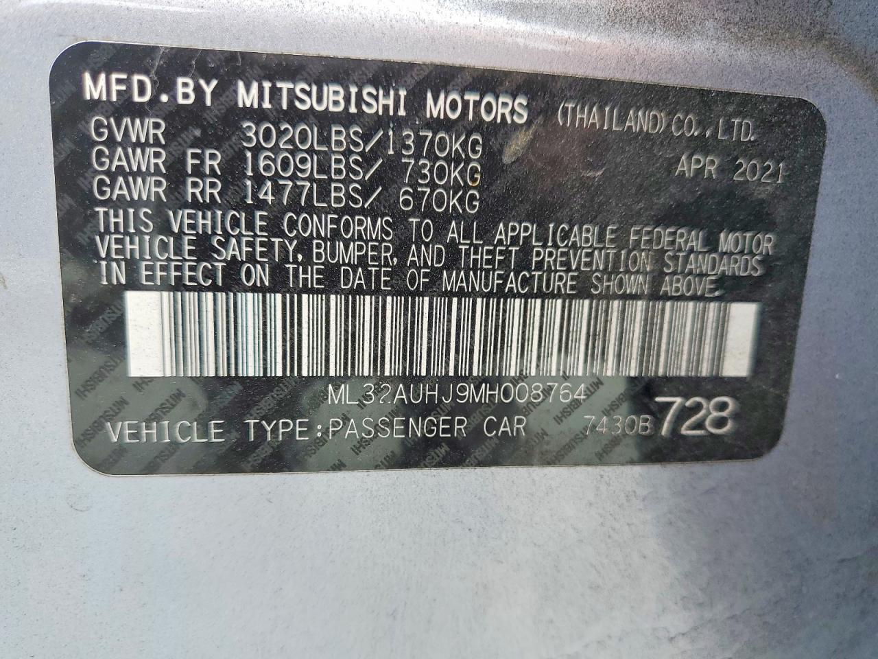 2021 Mitsubishi Mirage es