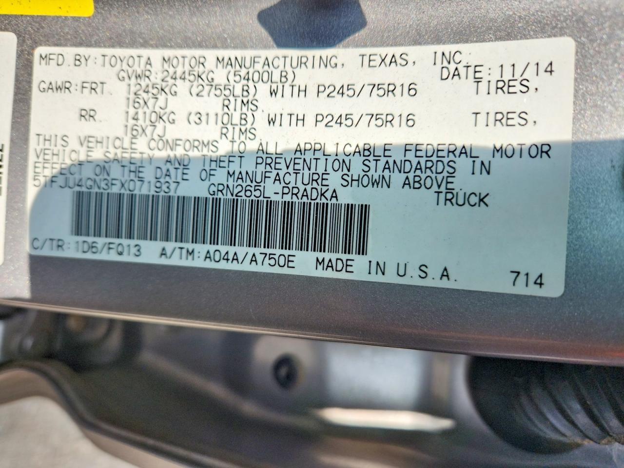 2015 Toyota Tacoma Prerunner V6