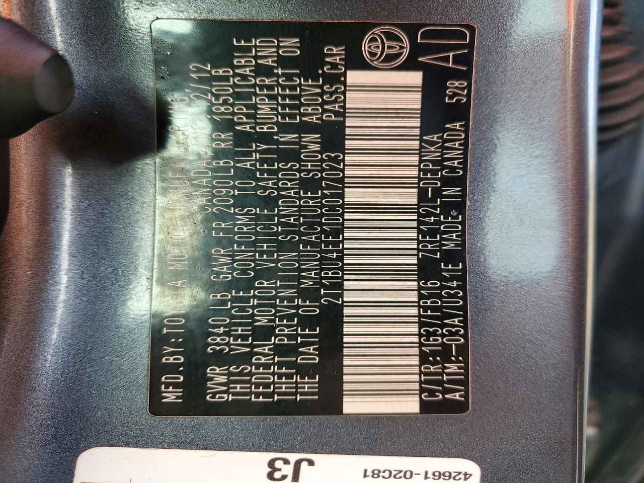 2013 Toyota Corolla Base