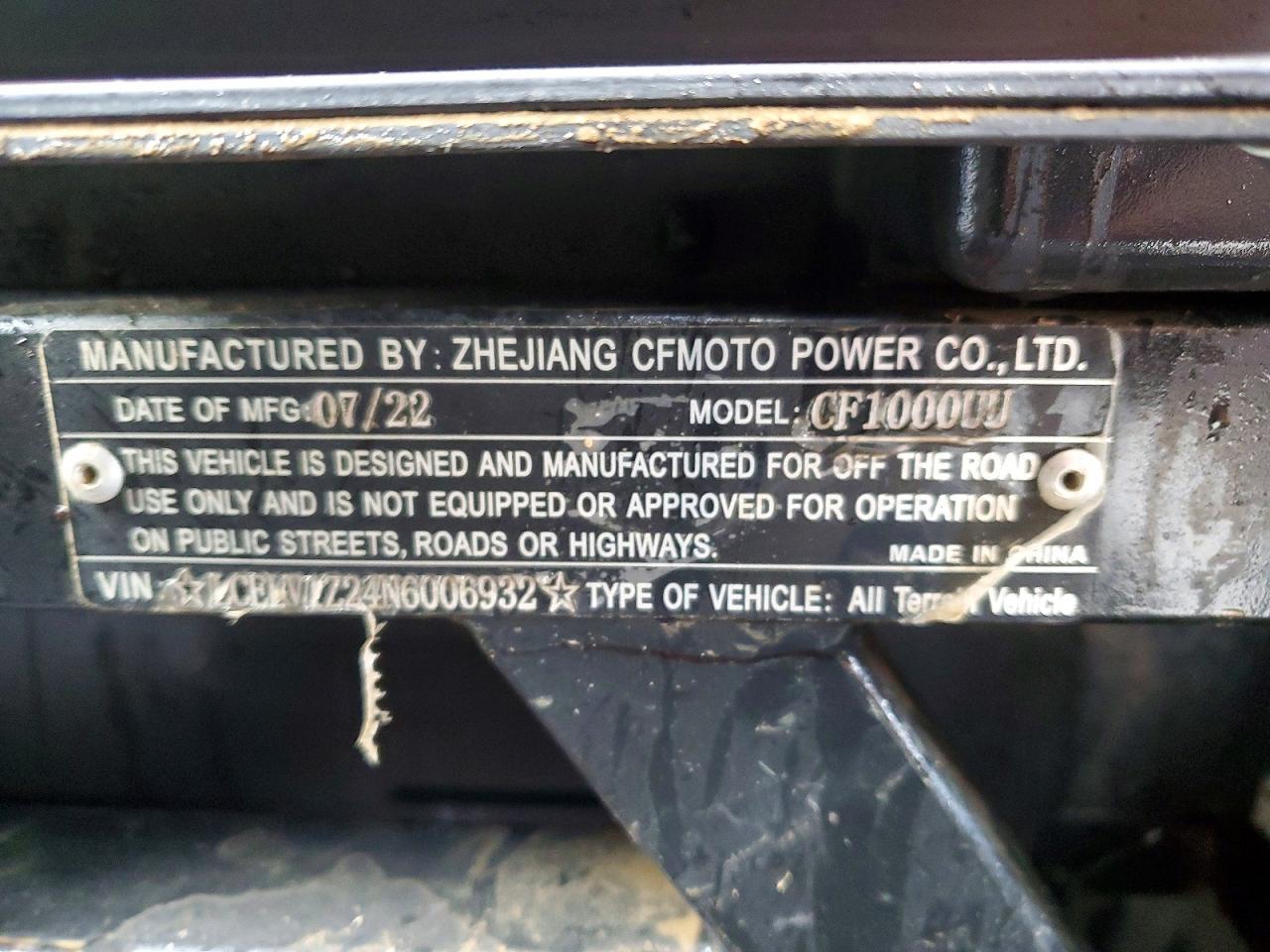 2022 Cf Moto U Force 1000