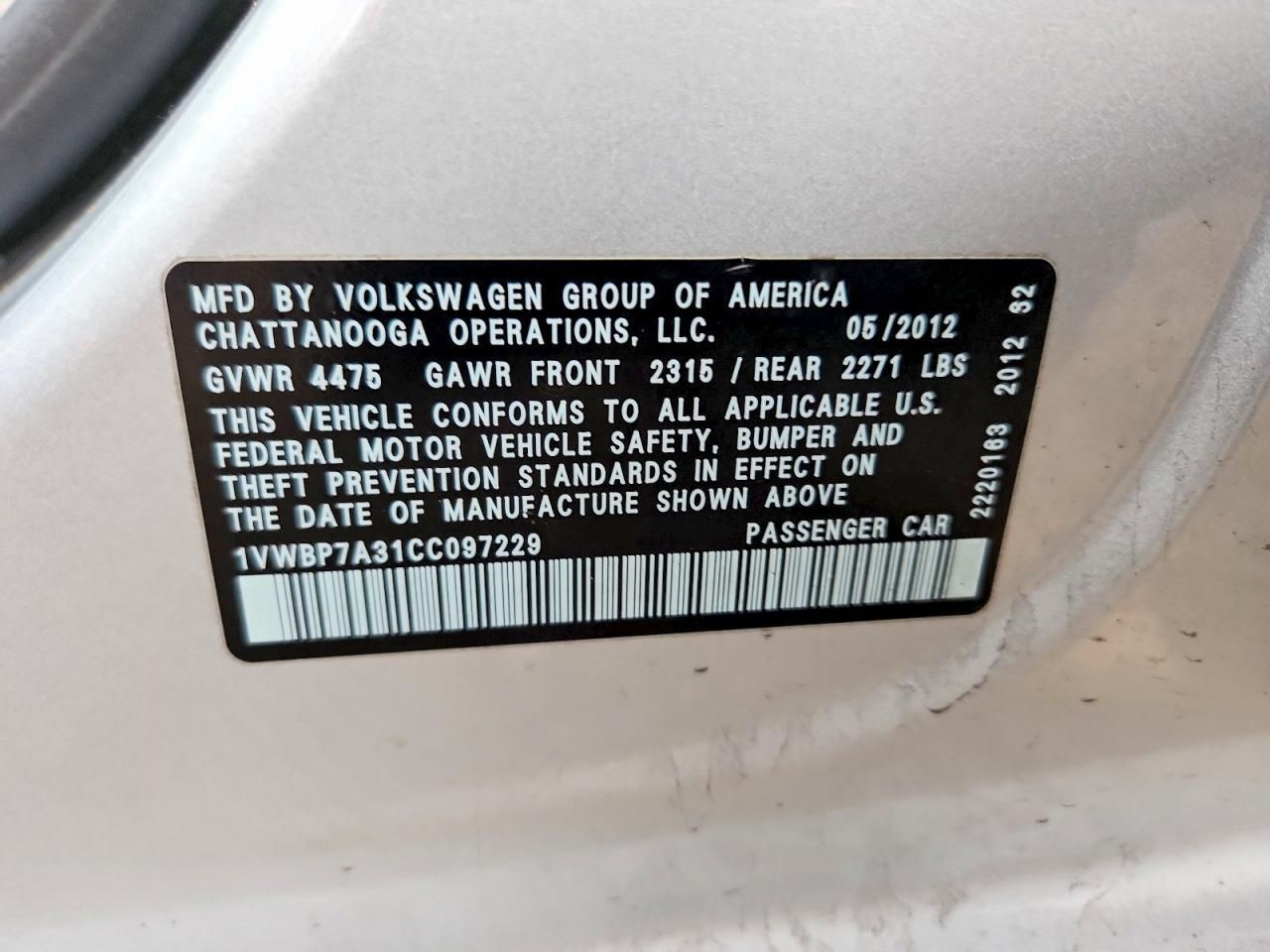 2012 Volkswagen Passat se