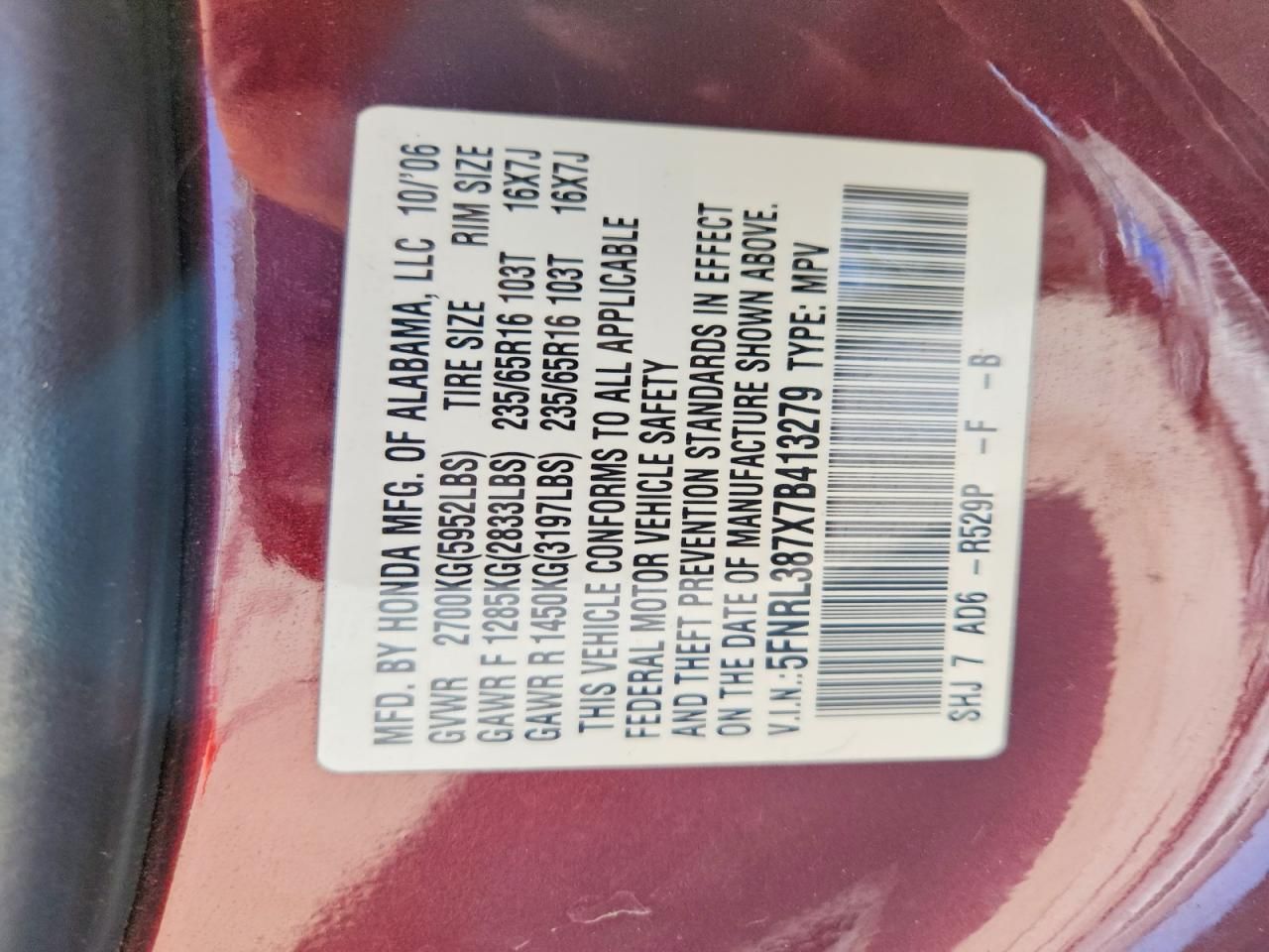 2007 Honda Odyssey exl