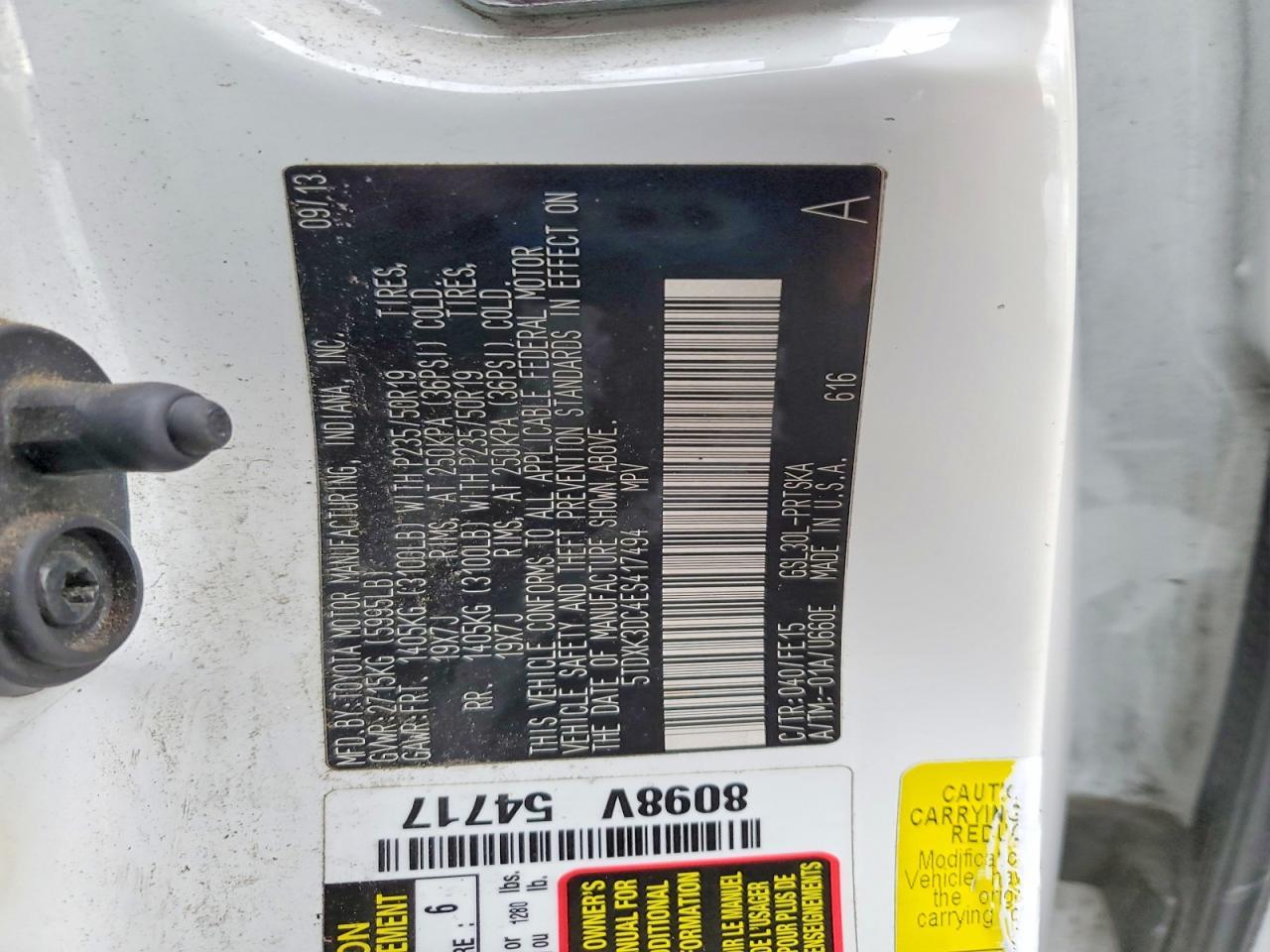 2014 Toyota Sienna se 8-passenger