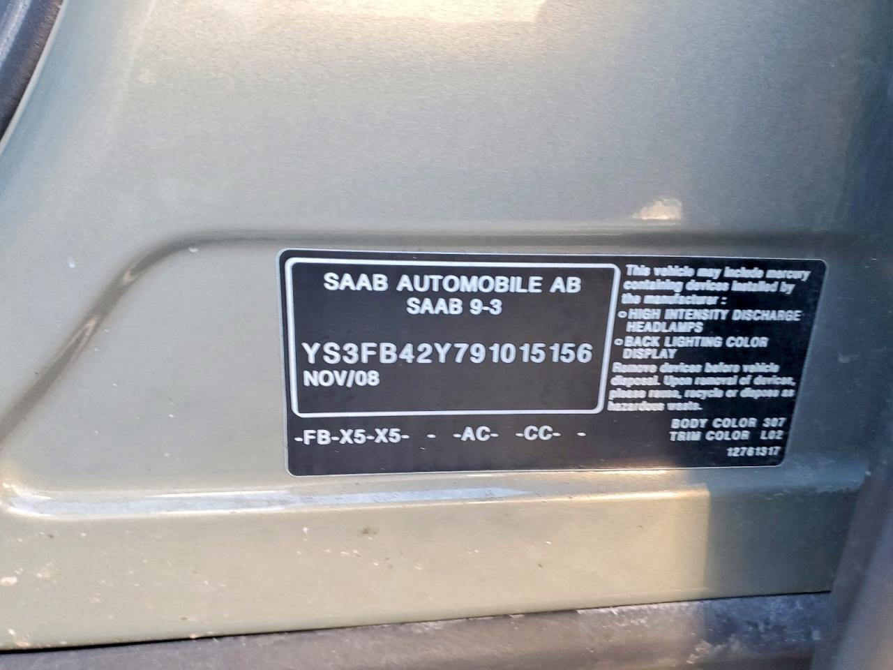 2009 Saab 9-3 2.0t