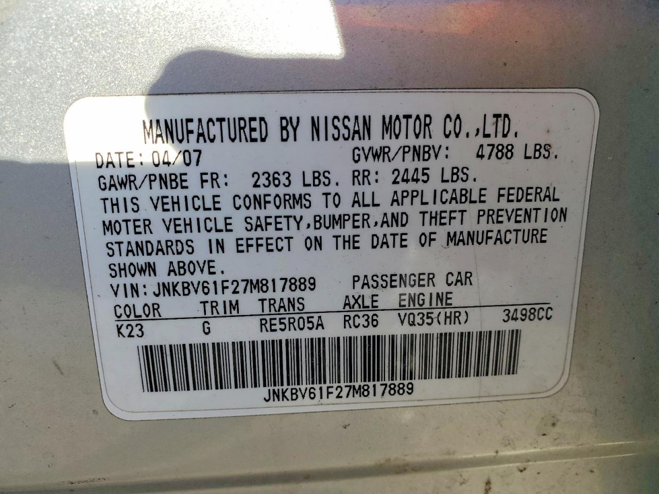 2007 Infiniti G35