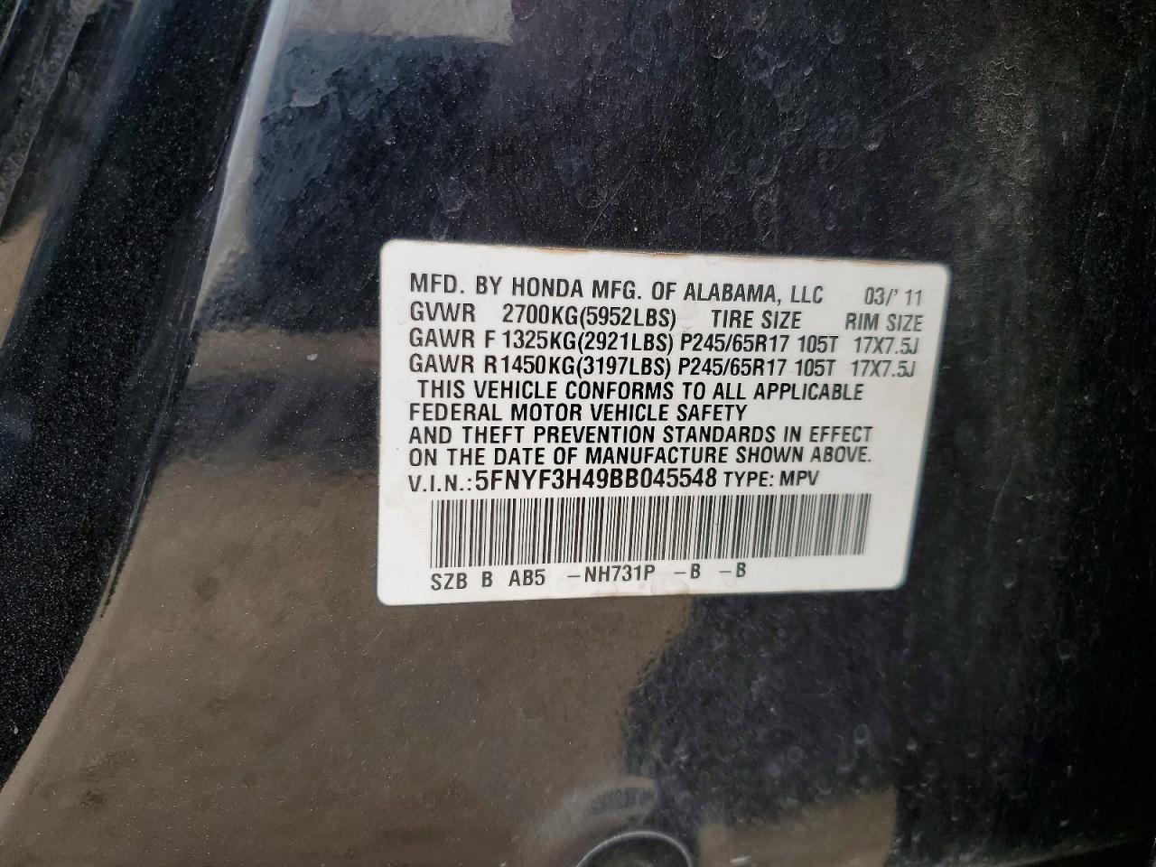 2011 Honda Pilot ex