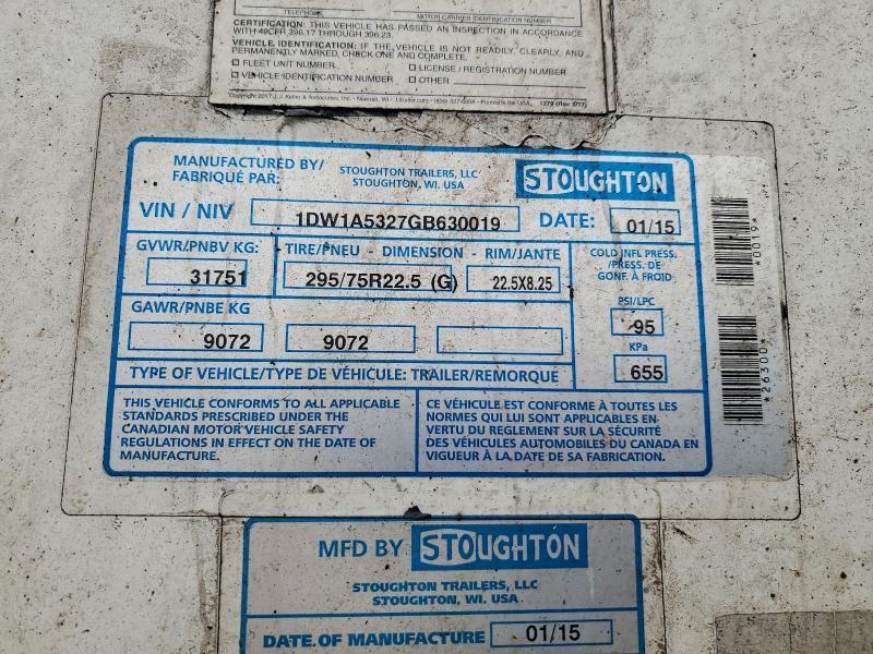 2016 Stoughton Ghton dry van Trailer