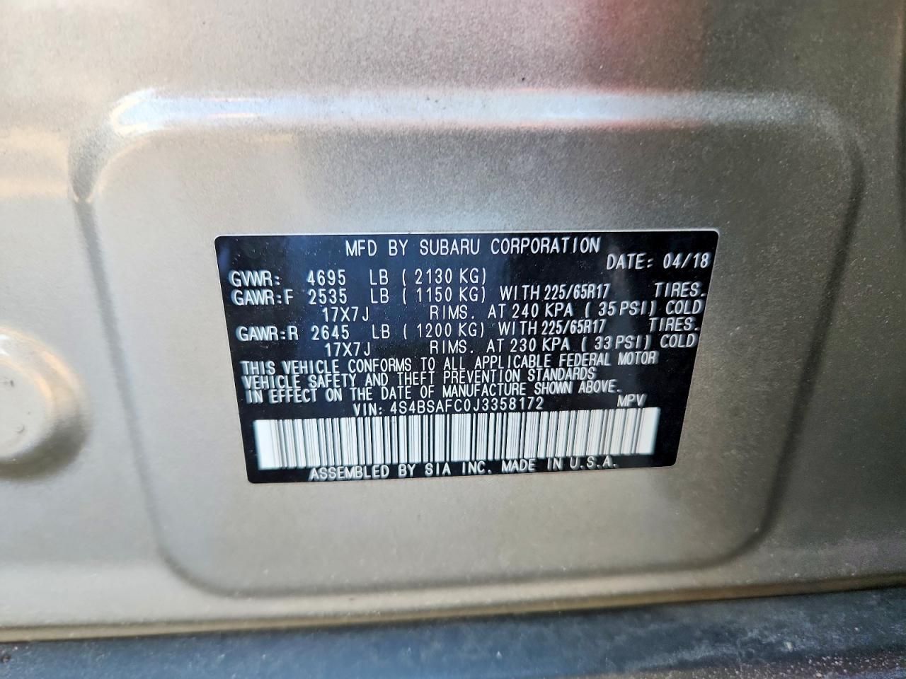 2018 Subaru Outback 2.5i Premium