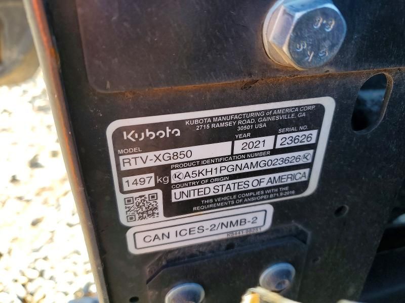 2021 Kubota RTV-XG850 Utility Vehicle