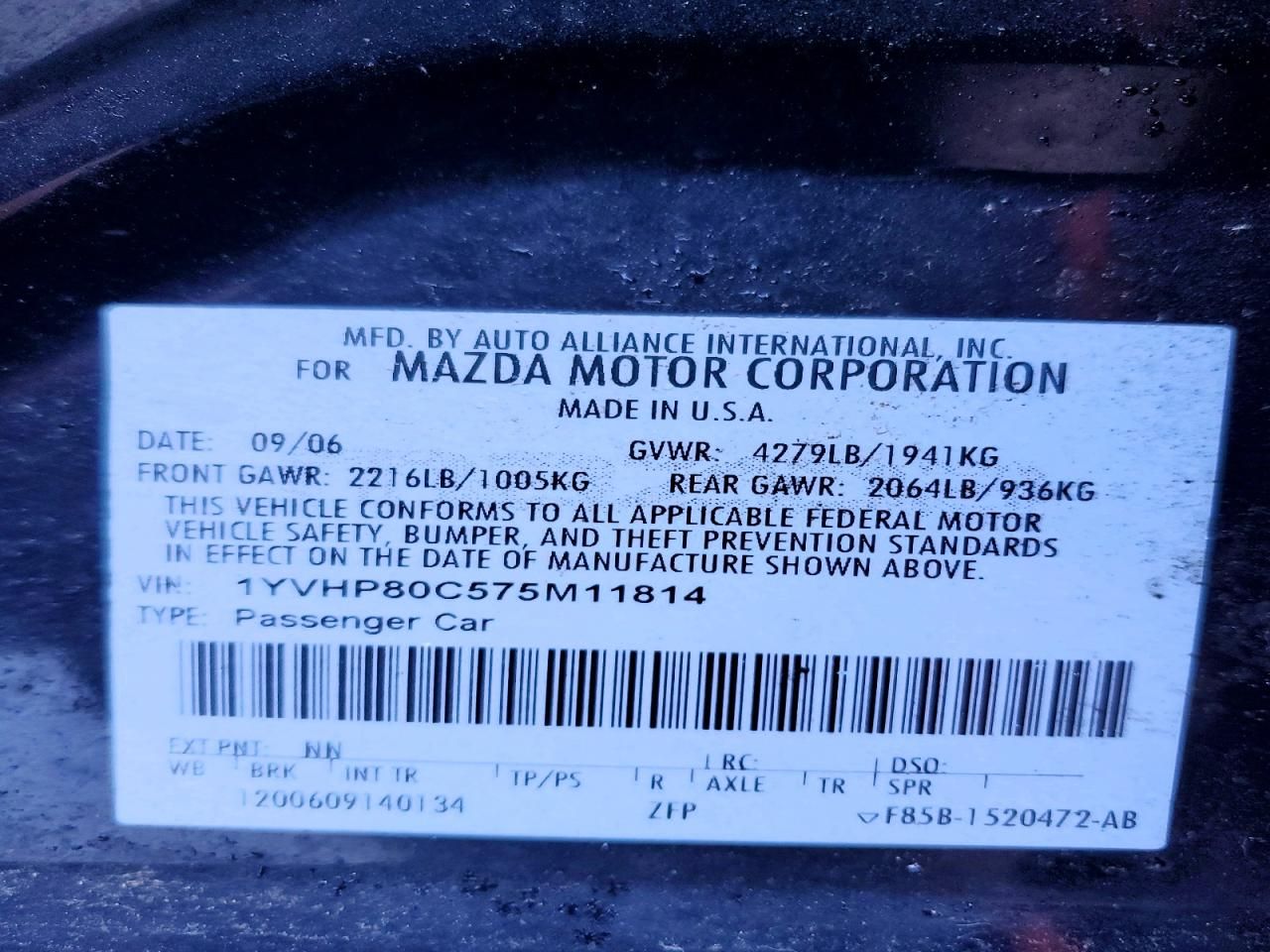 2007 Mazda 6 I