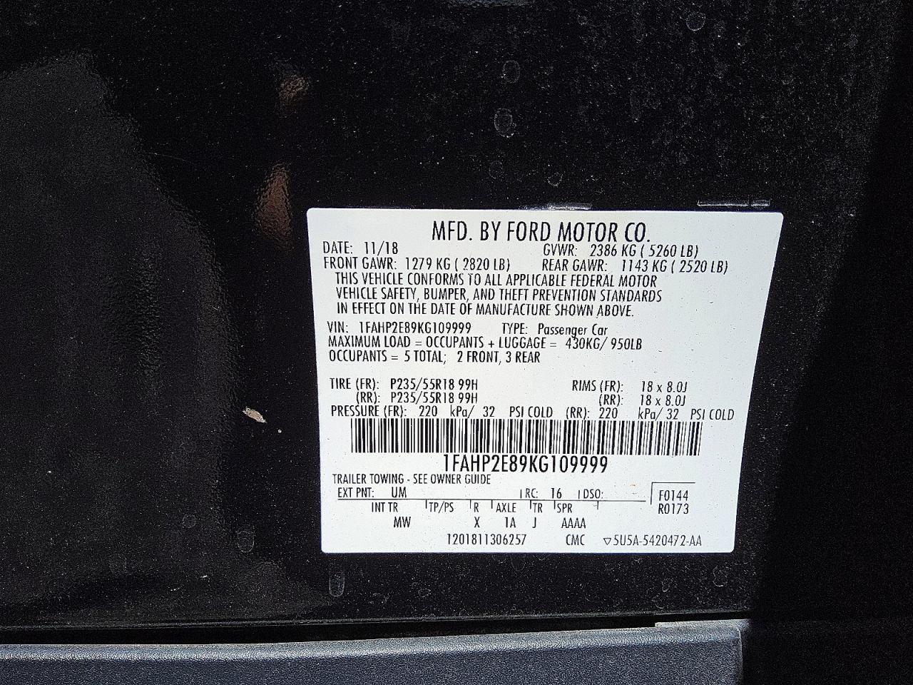 2019 Ford Taurus sel