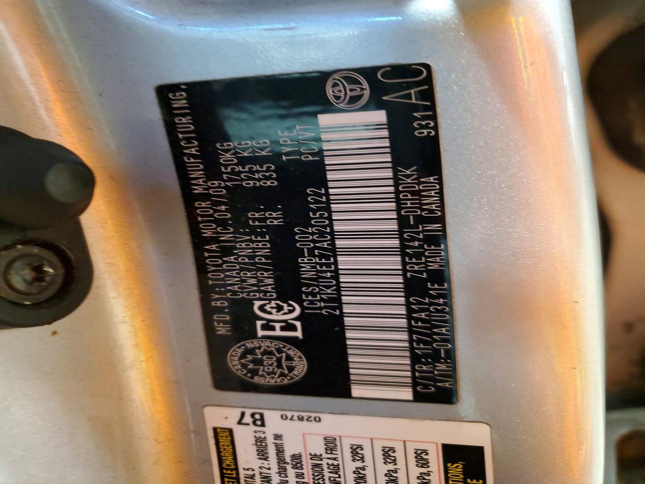 2010 Toyota Corolla Matrix Base