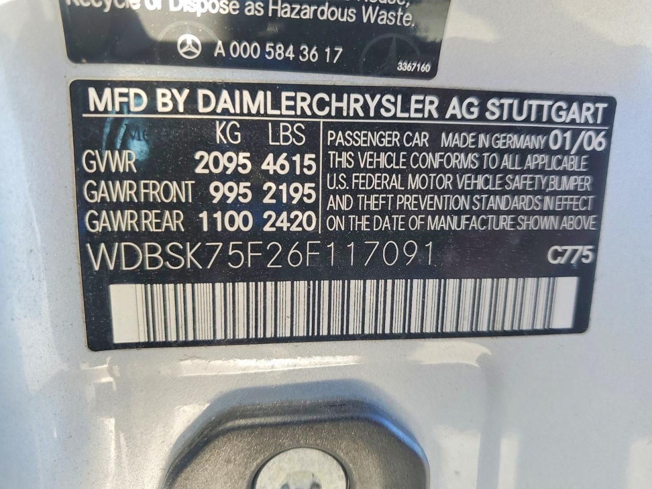 2006 Mercedes-Benz Sl 500