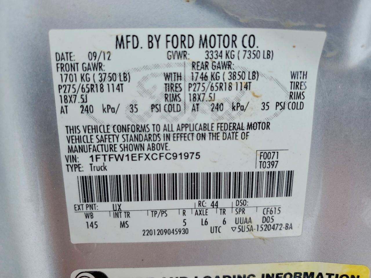 2012 Ford F150 Supercrew