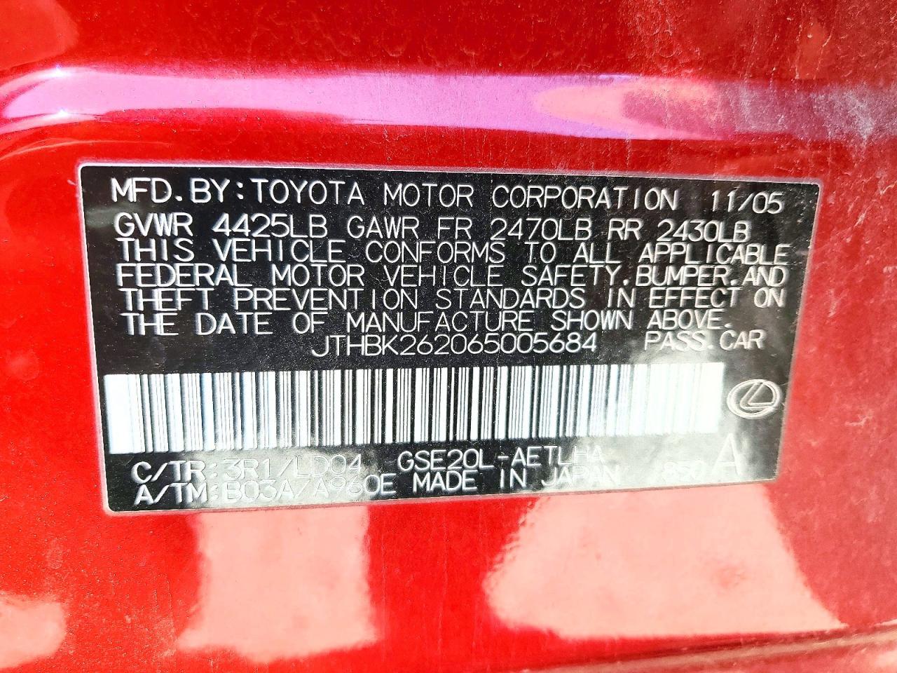 2006 Lexus Is 250 Base