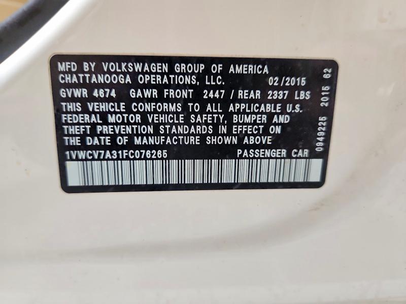 2015 Volkswagen Passat sel