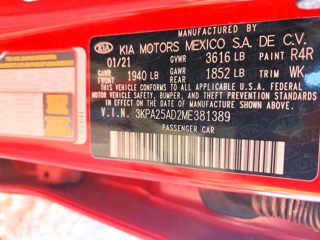 2021 KIA Rio s