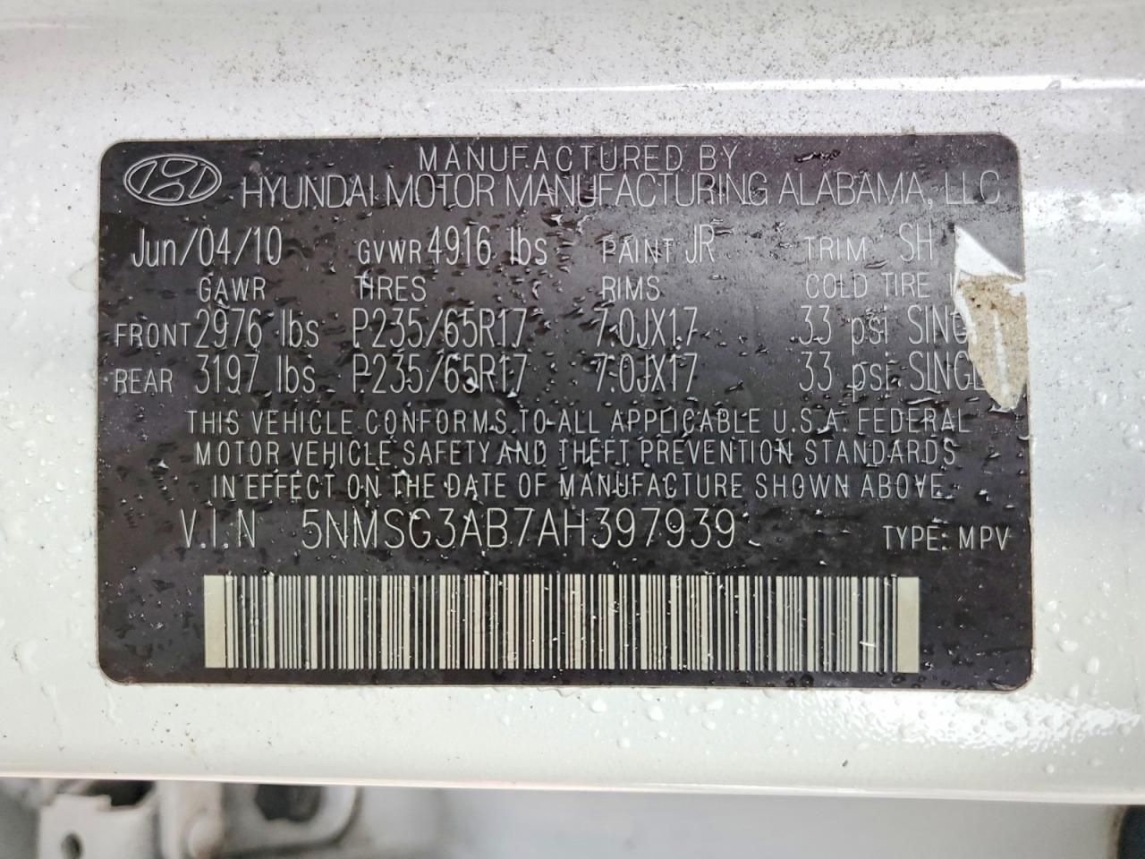 2010 Hyundai Santa fe gls