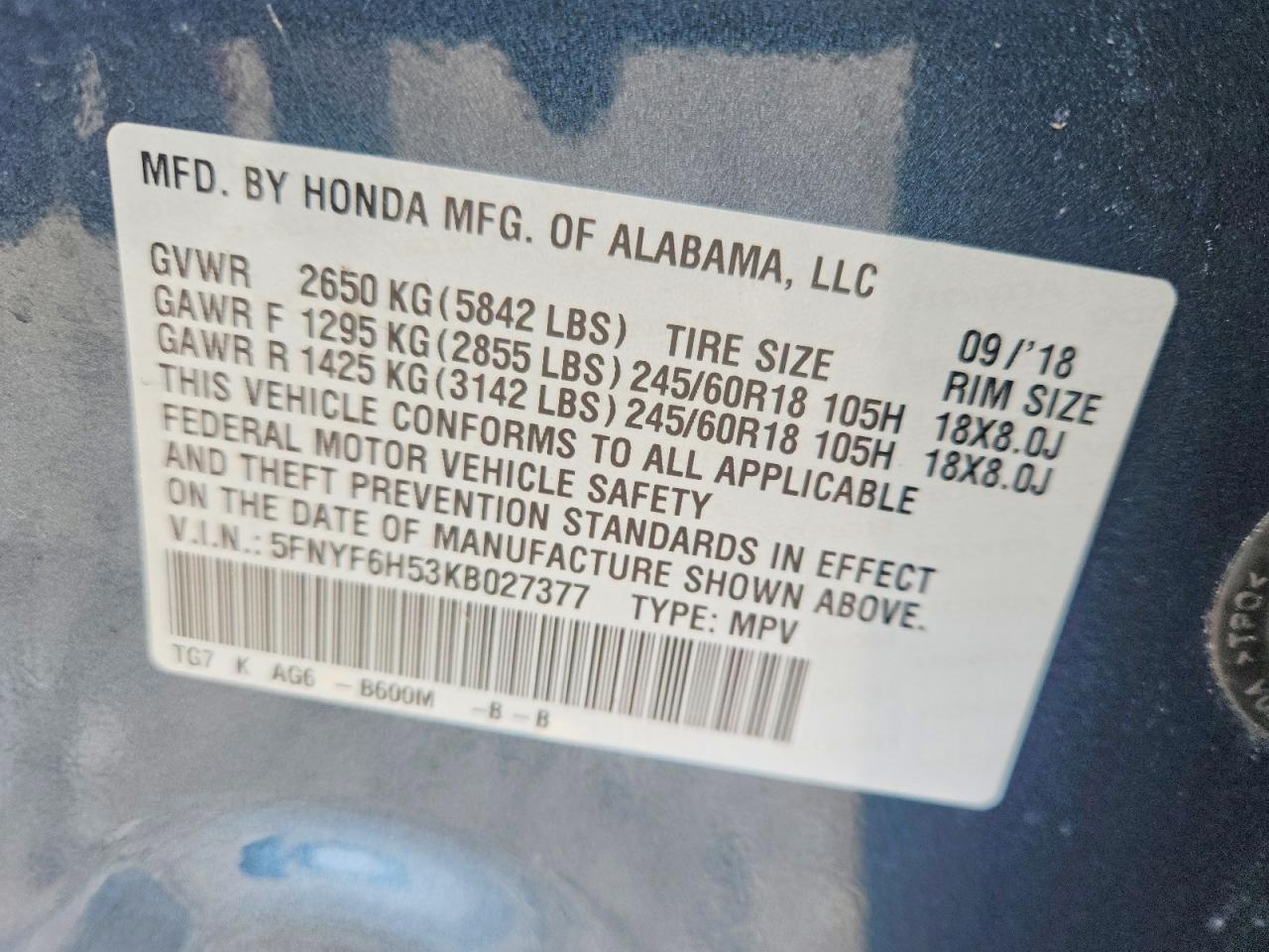 2019 Honda Pilot exl