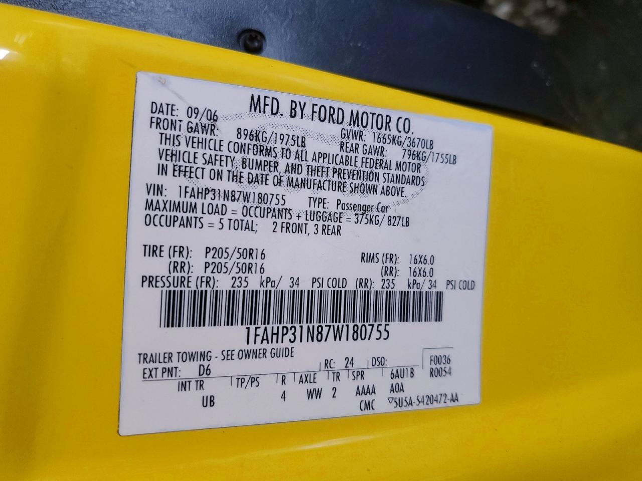 2007 Ford Focus ZX3