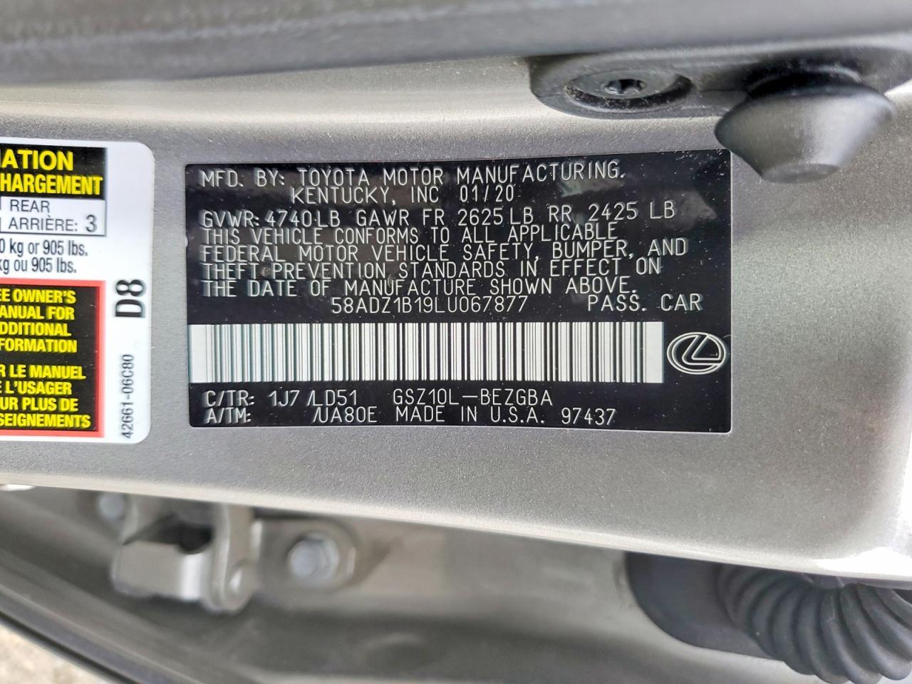 2020 Lexus Es 350 Base