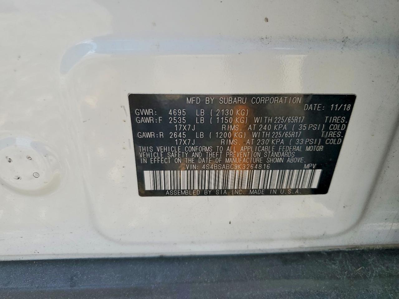 2019 Subaru Outback 2.5i
