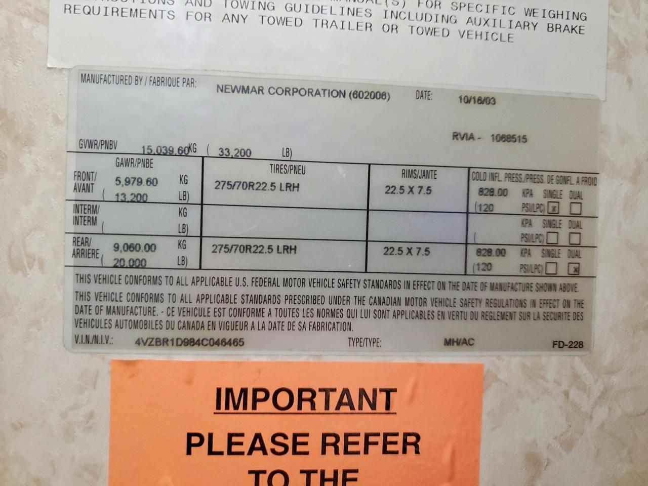 2004 Spartan Motors Motorhome 4VZ