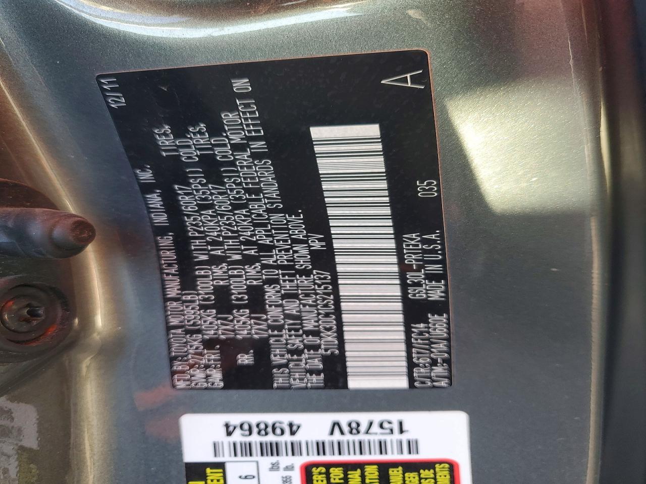 2012 Toyota Sienna le
