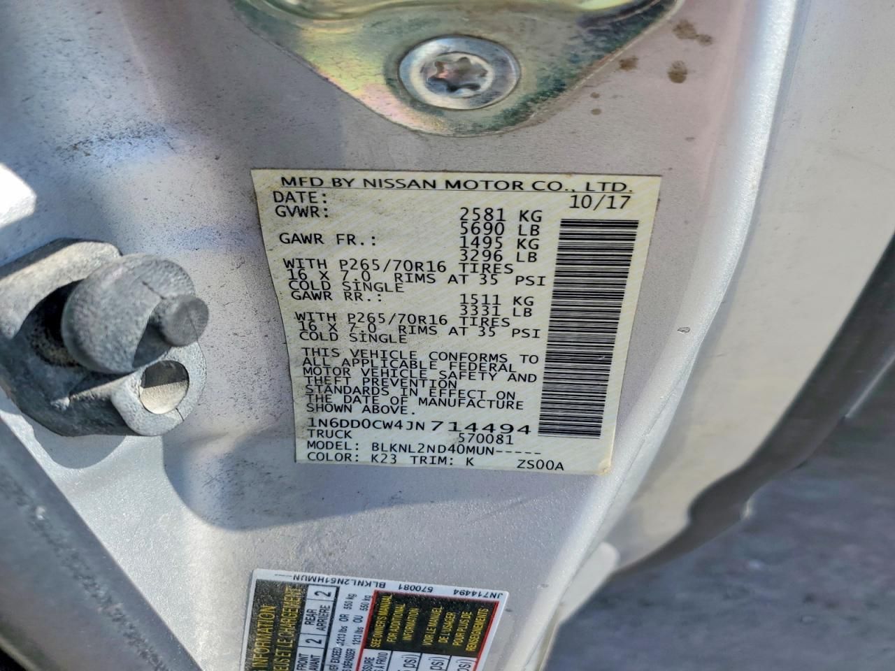 2018 Nissan Frontier sv