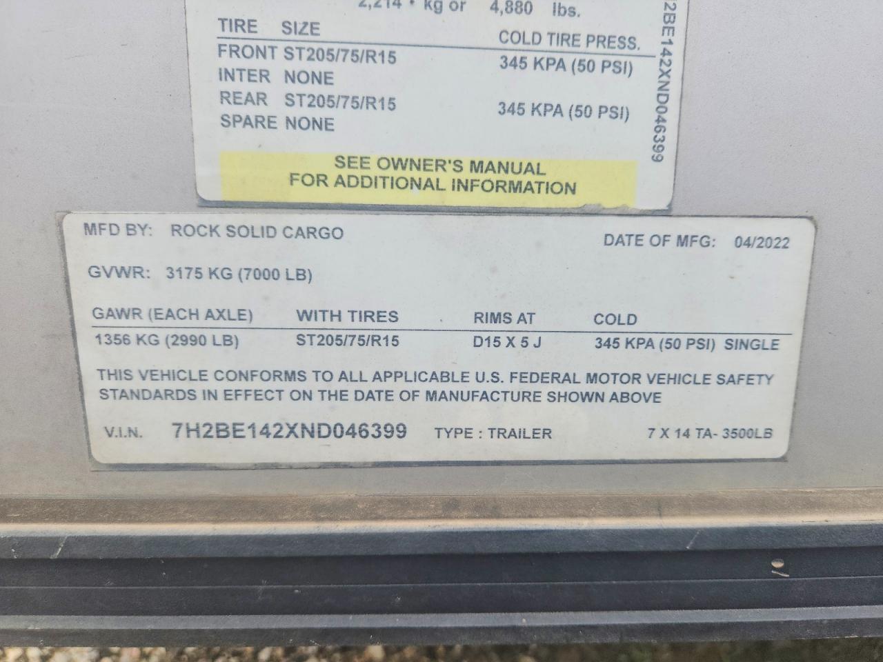 2022 Rock Solid Carg O 7X14TA Enclosed Cargo Trailer